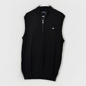 Men's J Lindeberg Knitted 100% Merino Wool Black Vest XXL